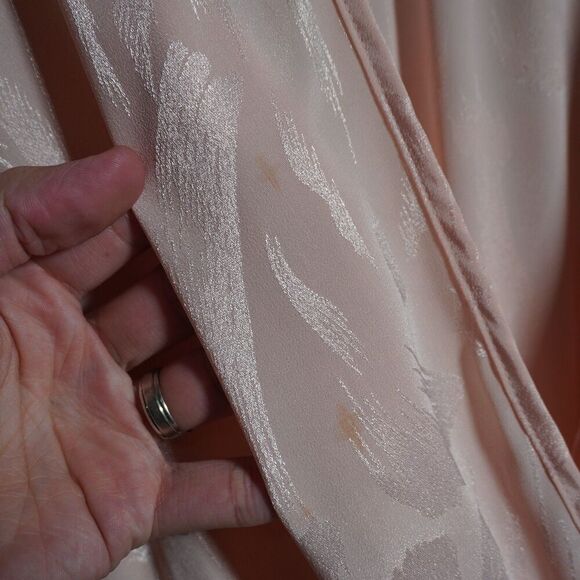 VTG 80s Miss Ashlee CA Pink Satin Faux Wrap Dress Sz 4 STAINS V Neck Long Sleeve - Picture 9 of 10